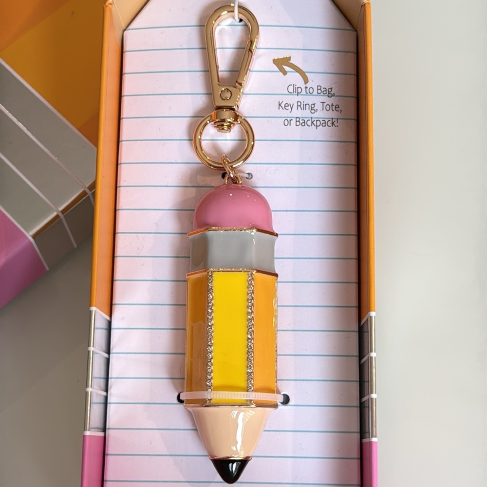 New True to Form Yellow and Pink Pencil Teacher Bag Handbag Charm Clip